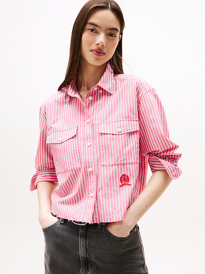 Camicia Tommy Jeans crop a righe