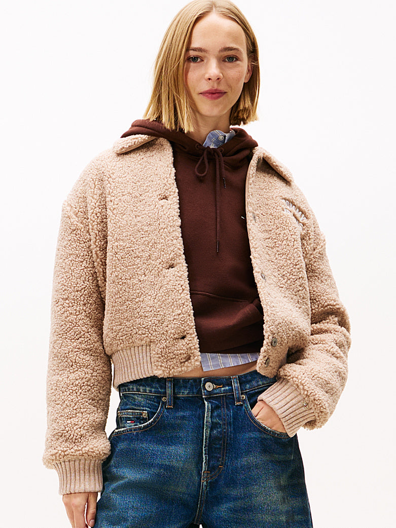 Bomber sherpa Tommy jeans teddy beige