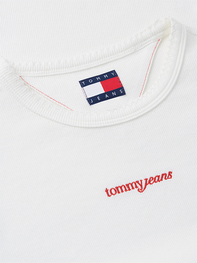 T-Shirt Tommy jeans slim fit a coste bianco