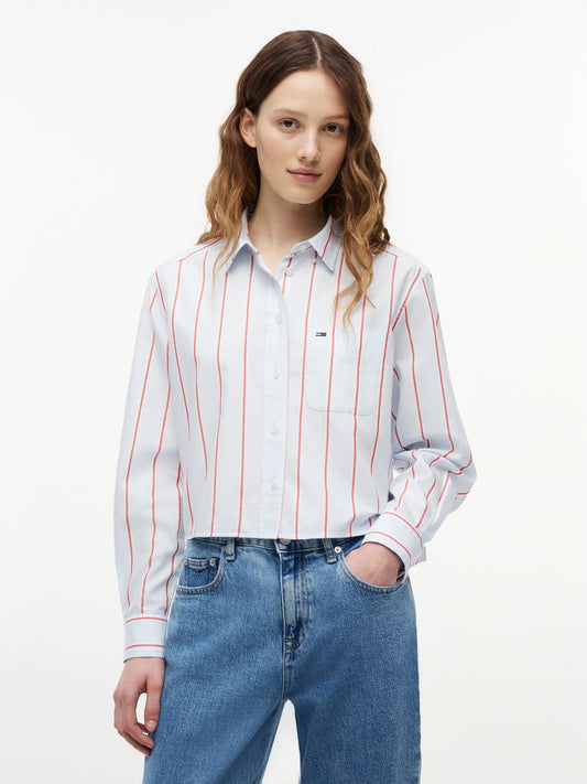 Camicia Tommy jeans celeste a righe