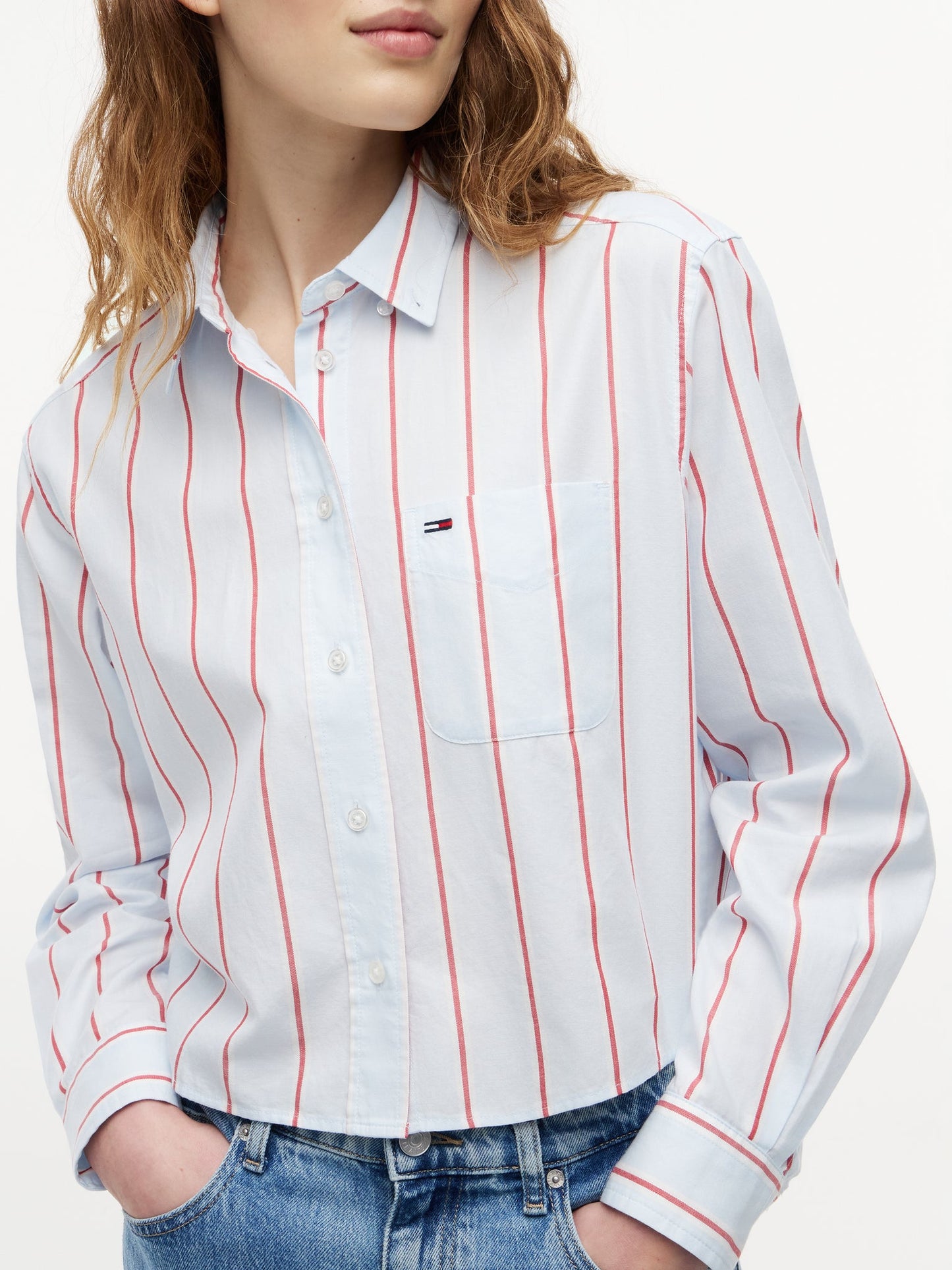 Camicia Tommy jeans celeste a righe