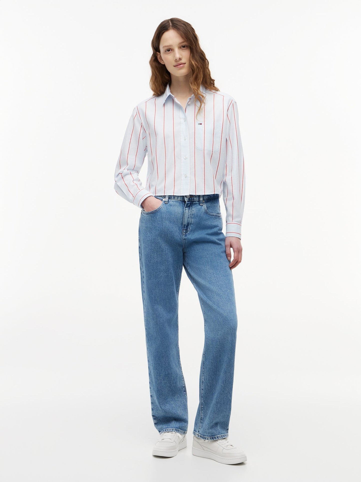 Camicia Tommy jeans celeste a righe