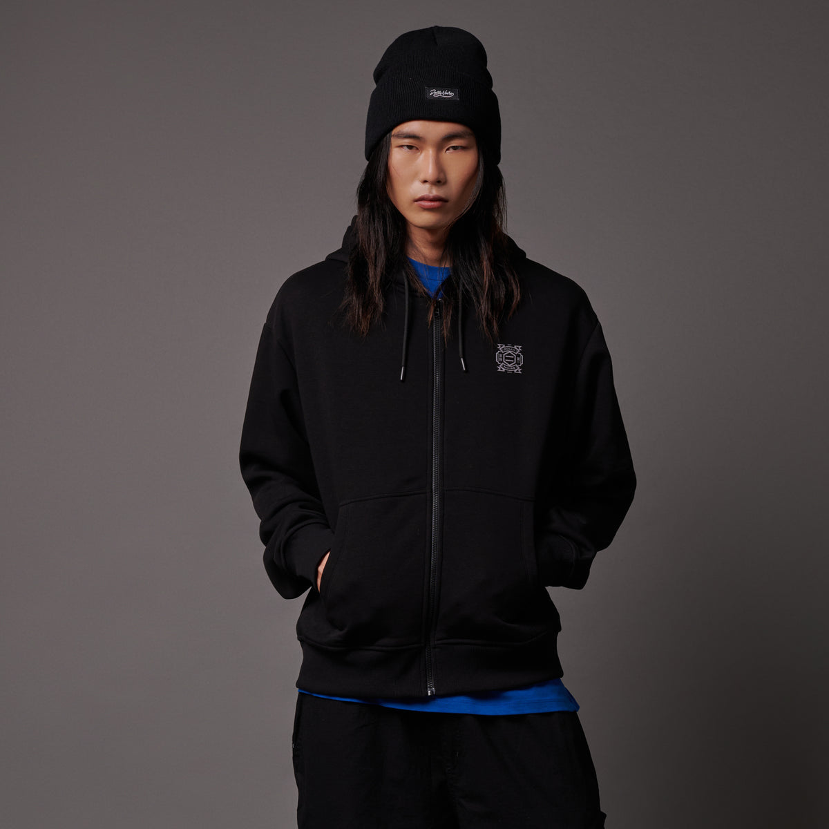 Felpa Kanban full zip con cappuccio nero