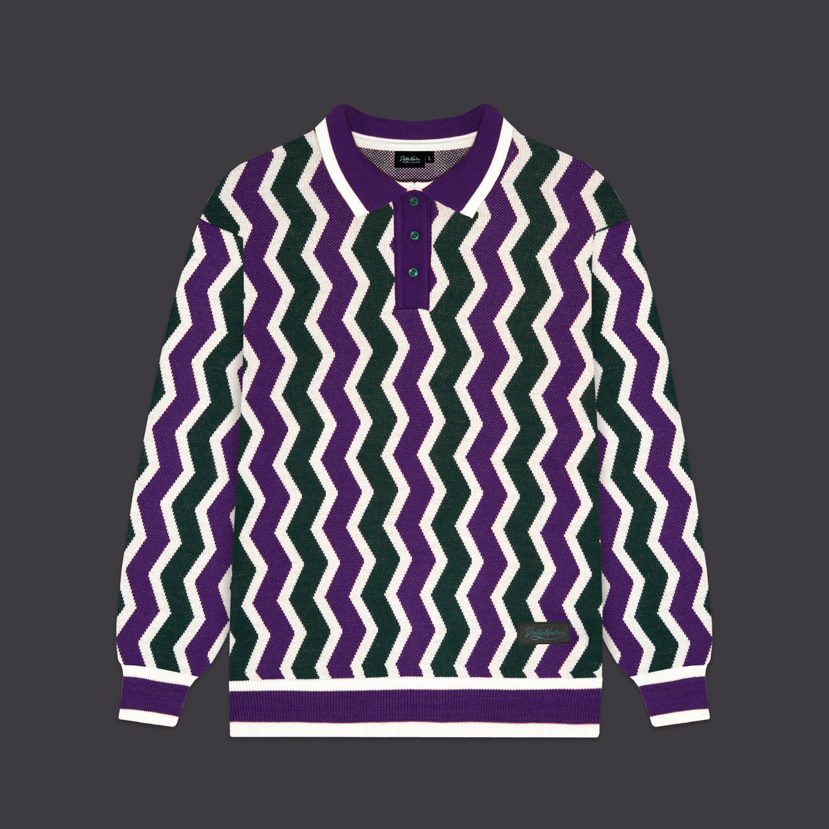 Polo a maglioncino Chevron in cotone fantasia