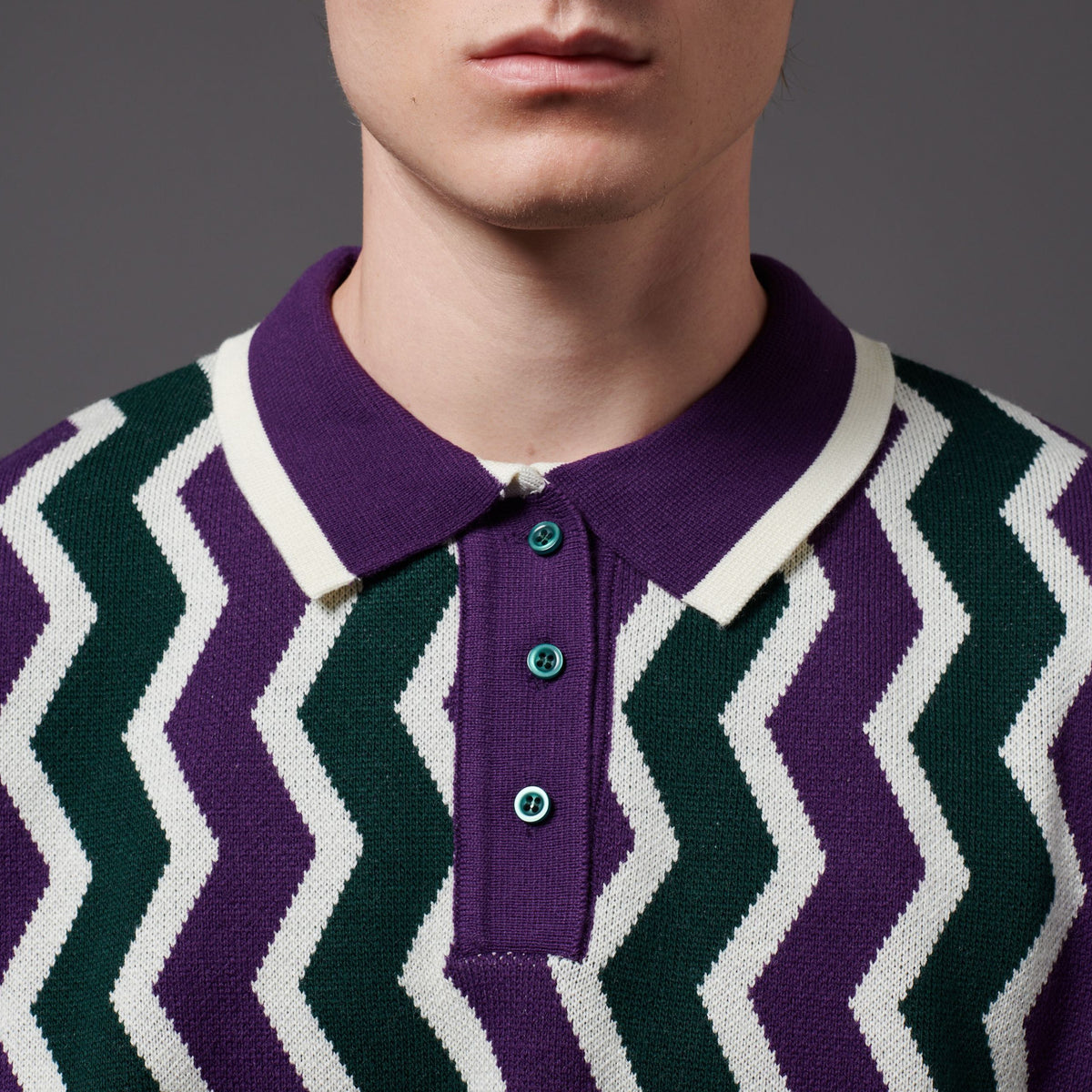 Polo a maglioncino Chevron in cotone fantasia
