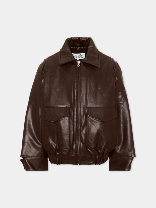 Giacca Maison Margiela in pelle bordeaux - 12/16 ANNI