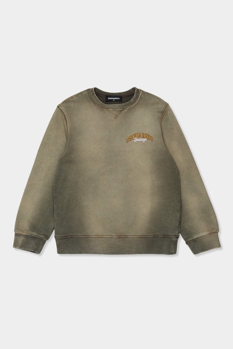 Felpa DSQUARED Slouch girocollo verde - 12/16 ANNI