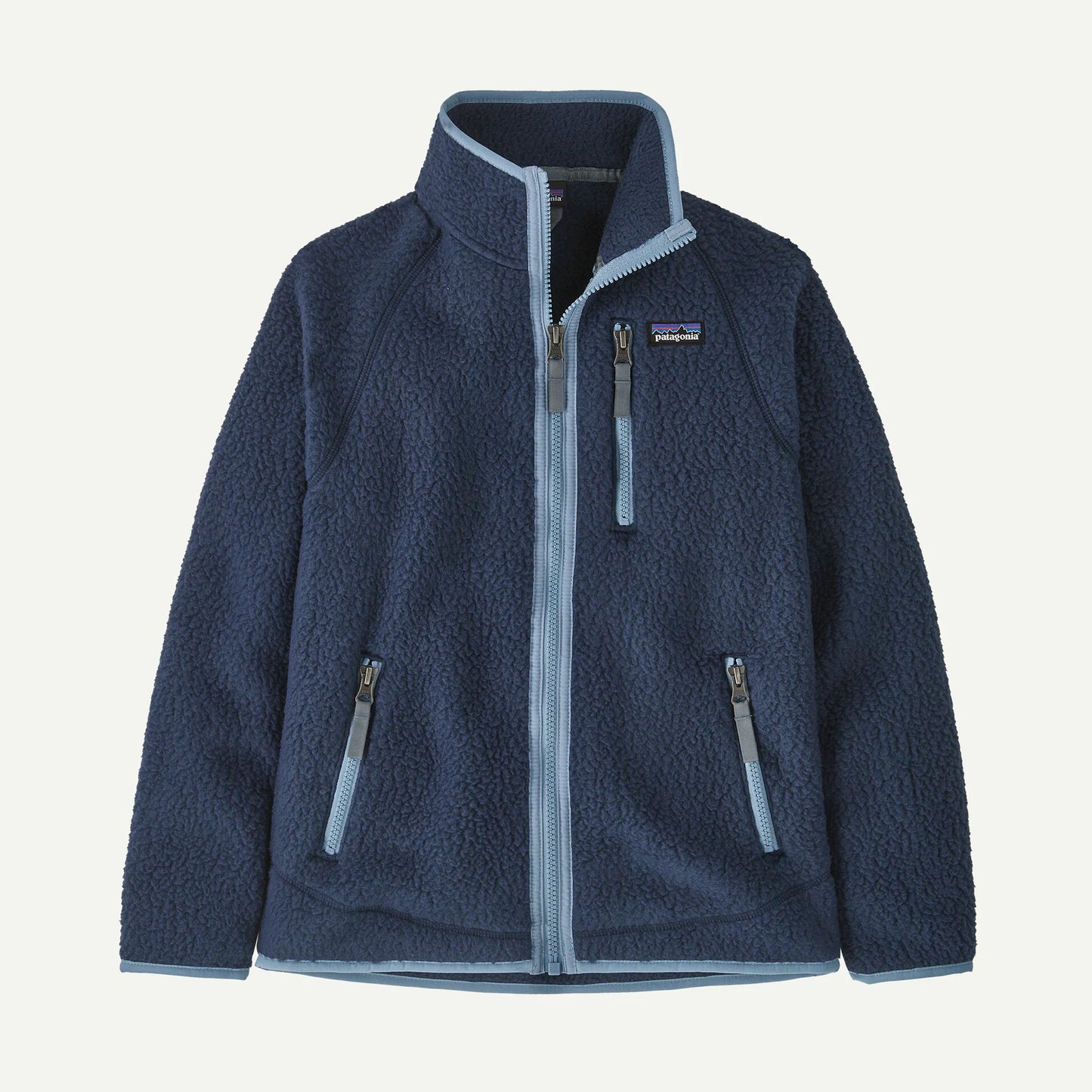 Felpa retro in pile full zip blu