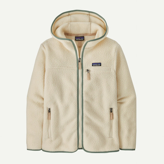 Giacca Retro in pile full zip con cappuccio panna