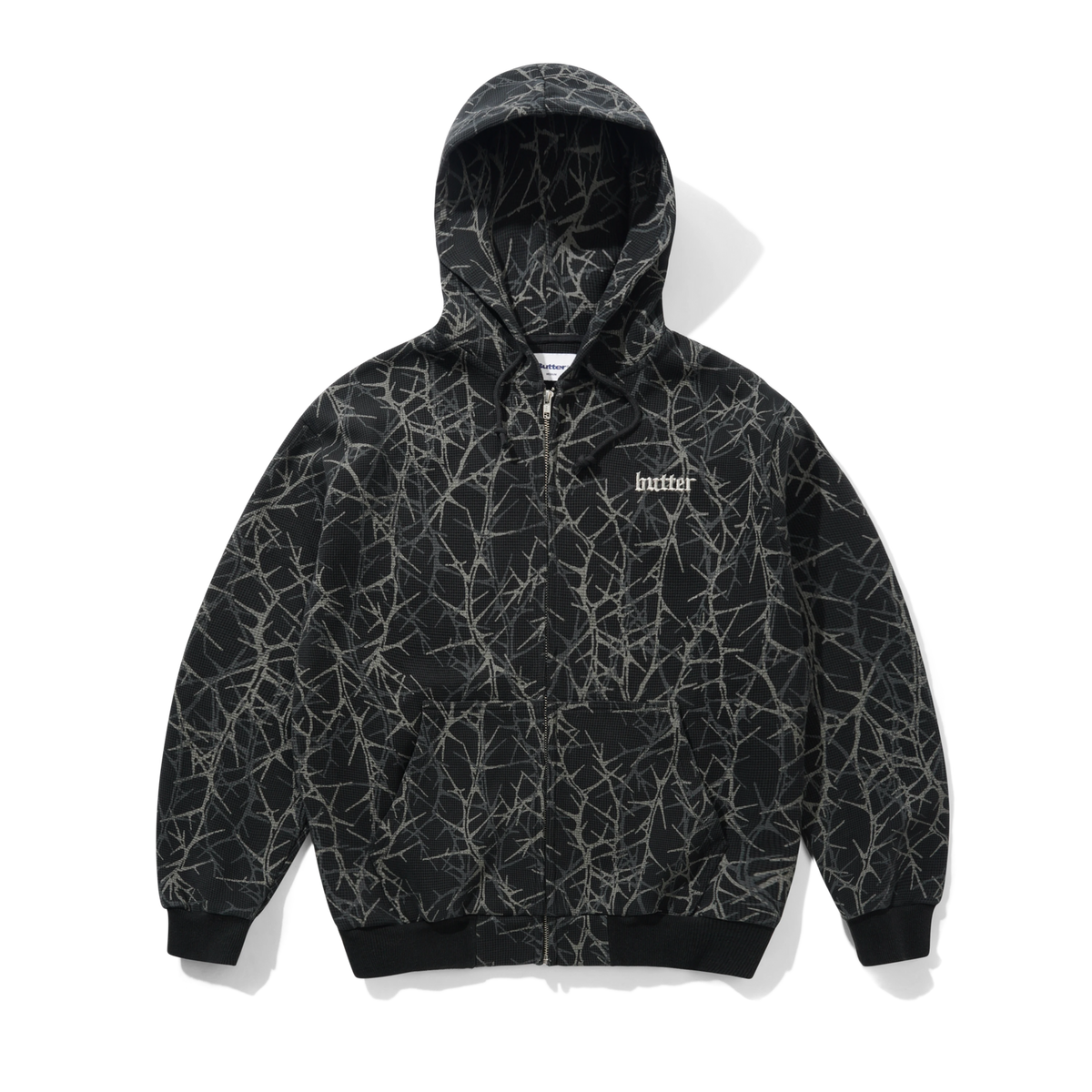 Felpa Butter Goods full zip con cappuccio nero/camo
