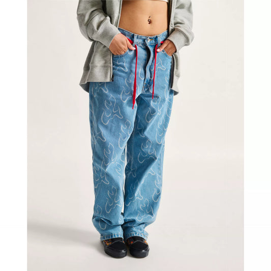 Jeans Check 5 con fiamme