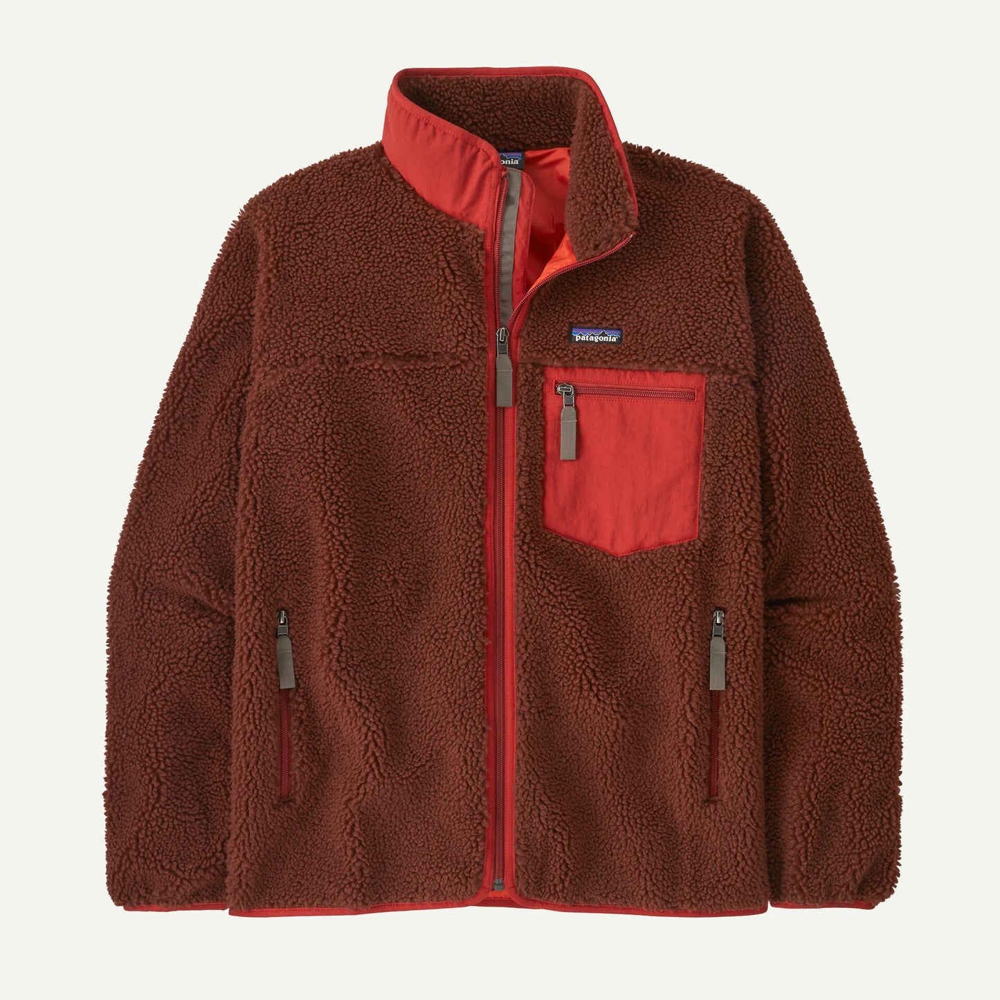 Giacca Classic retro full zip marrone/rosso