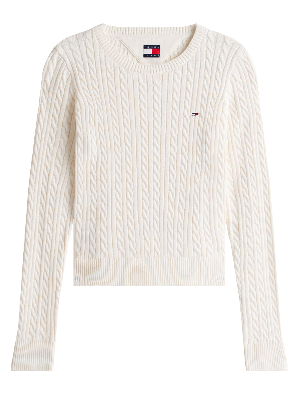 Pullover Tommy Jeans in maglia intrecciata bianco