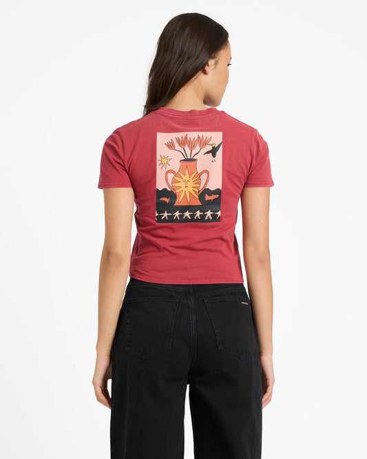 T-Shirt Moove on crop rosso