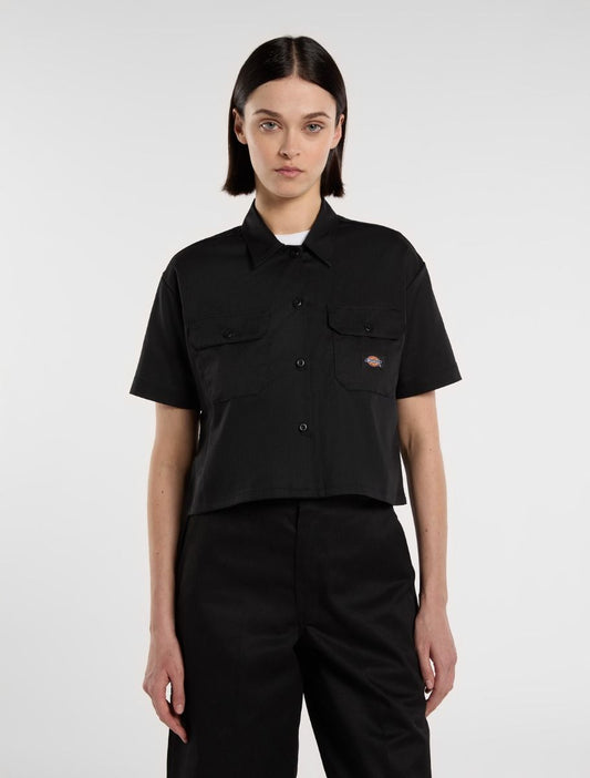 Camicia da lavoro crop nero