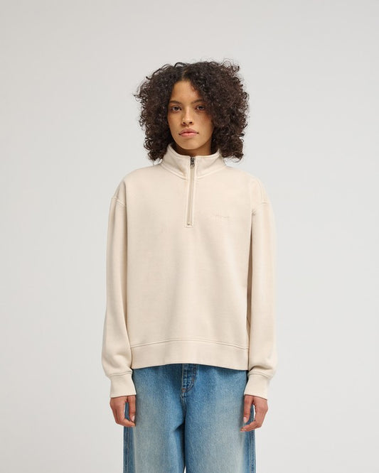 Felpa Lowcase girocollo 1/4 zip crema