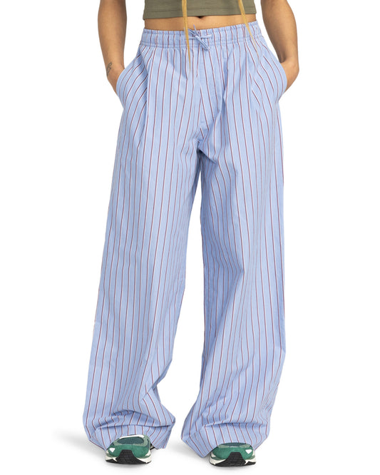 Pantaloni vita elestica in cotone a righe