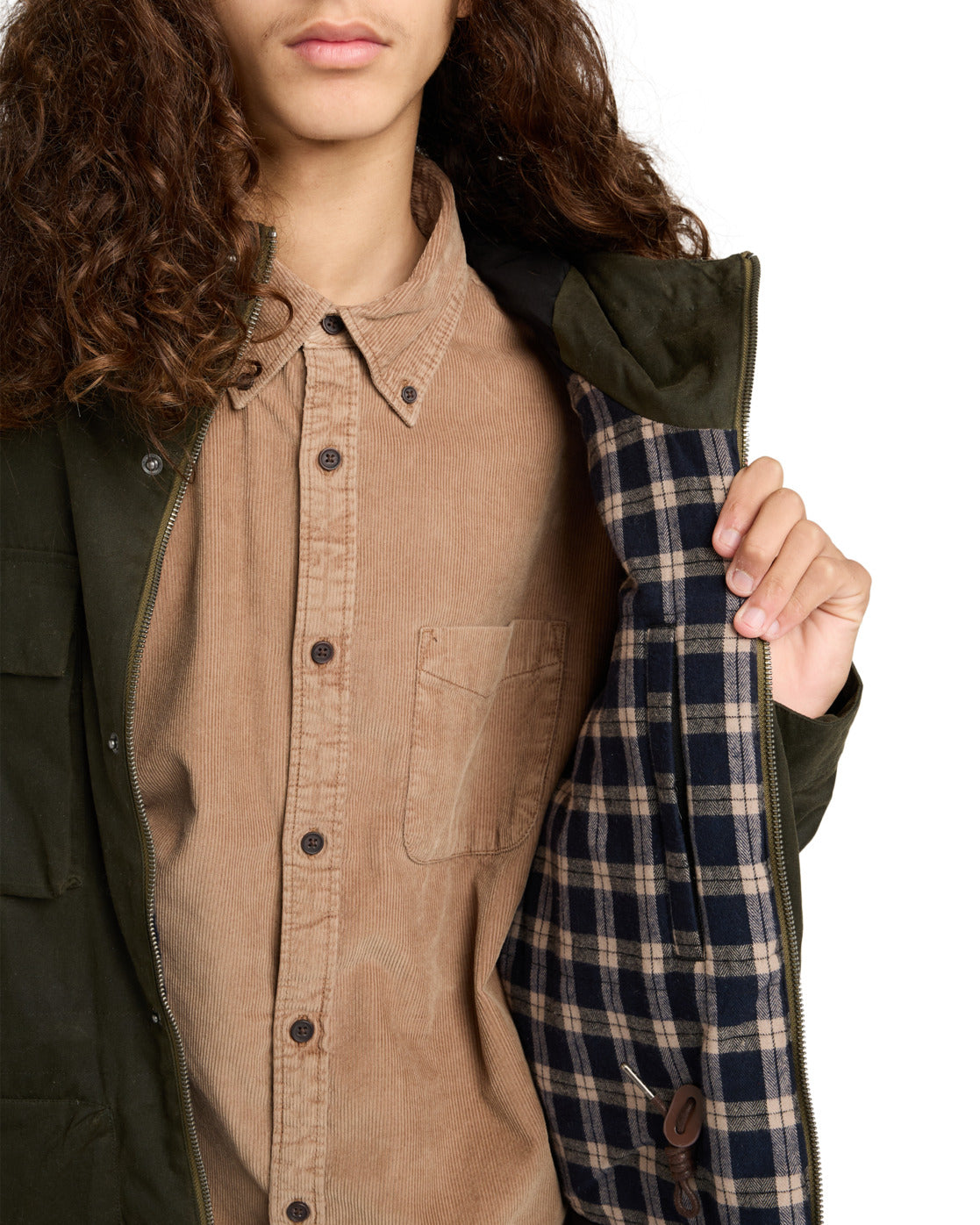 Giacca Field waxed con cappuccio verde