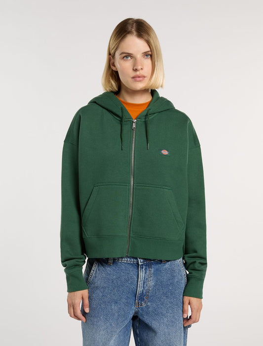 Felpa Oakport full zip con cappuccio verde