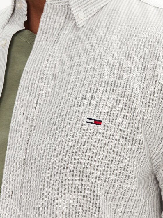 Camicia Oxford slim fit bianco righe blu